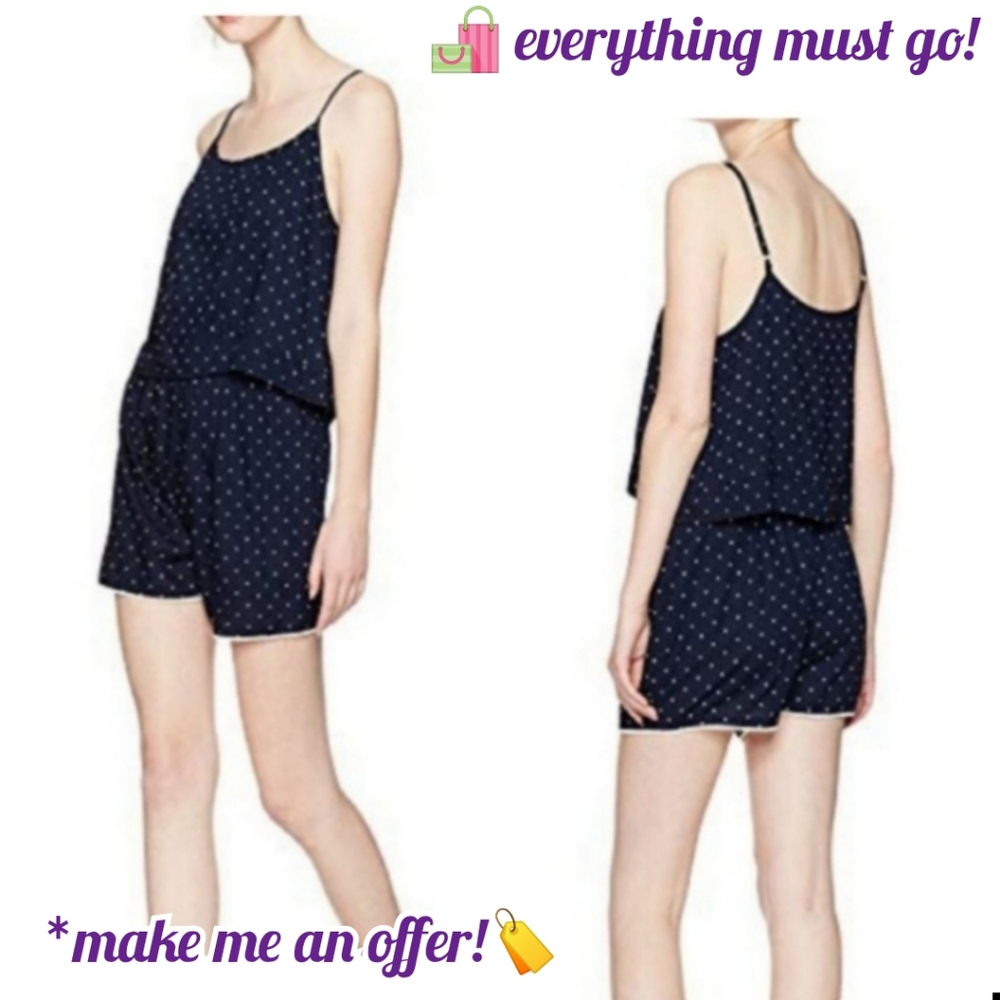 ⭐Pretty & Flirty Navy Blue Polka Dot Romper